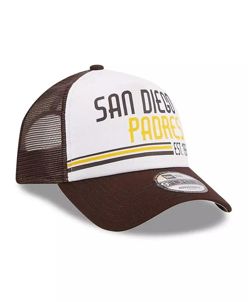 商品New Era|Men's White, Brown San Diego Padres Stacked A-Frame Trucker 9FORTY Adjustable Hat,价格¥225,第4张图片详细描述