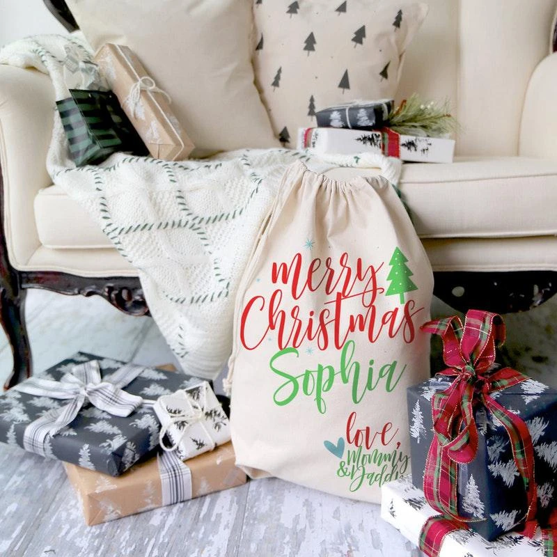 商品The Cotton & Canvas Co.|Personalized Love Mommy and Daddy Santa Sack,价格¥143,第2张图片详细描述
