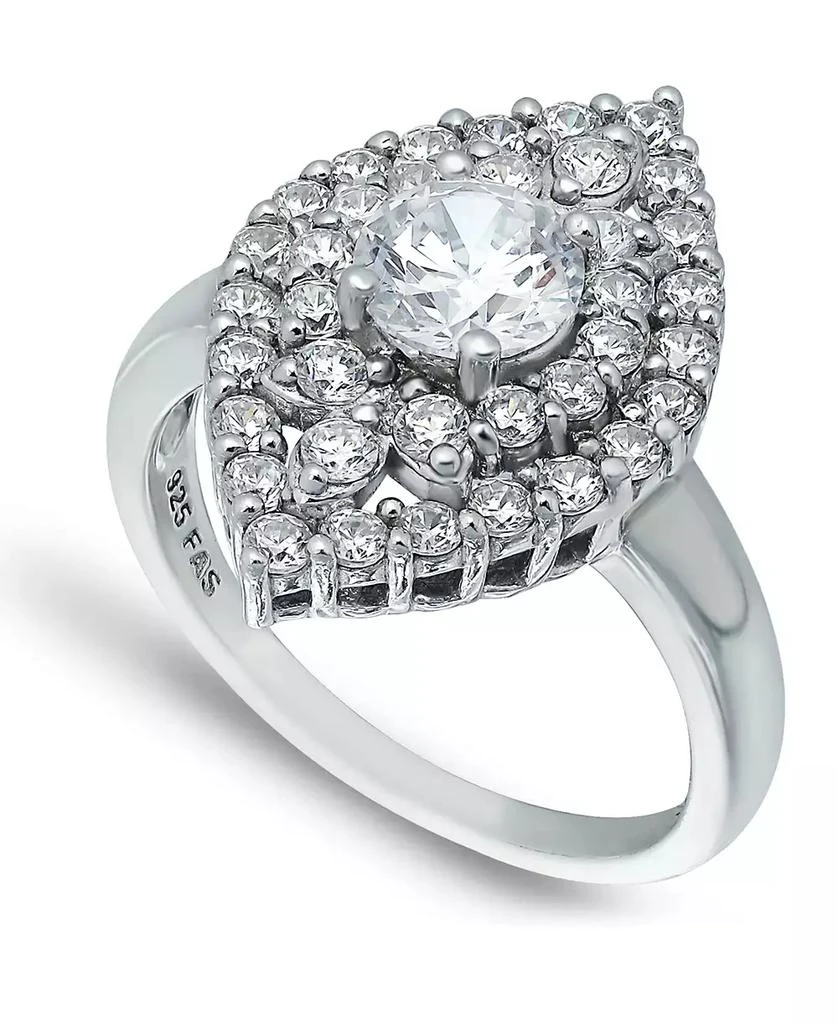 商品Macy's|Cubic Zirconia 2 Row Kite Halo with Round Prong Center Stone Ring in Silver Plate,价格¥180,第1张图片