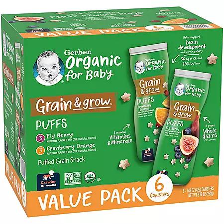 Gerber Organic Puffs, Variety Pack (1.48 oz., 6 pk.)商品第2张图片规格展示