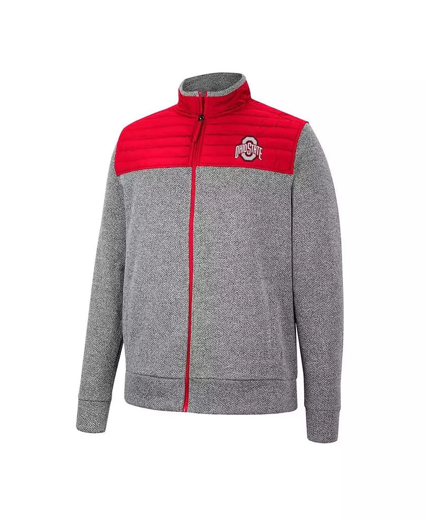 商品Colosseum|Men's Gray, Scarlet Ohio State Buckeyes Putter Herringbone Full-Zip Jacket,价格¥563,第3张图片详细描述