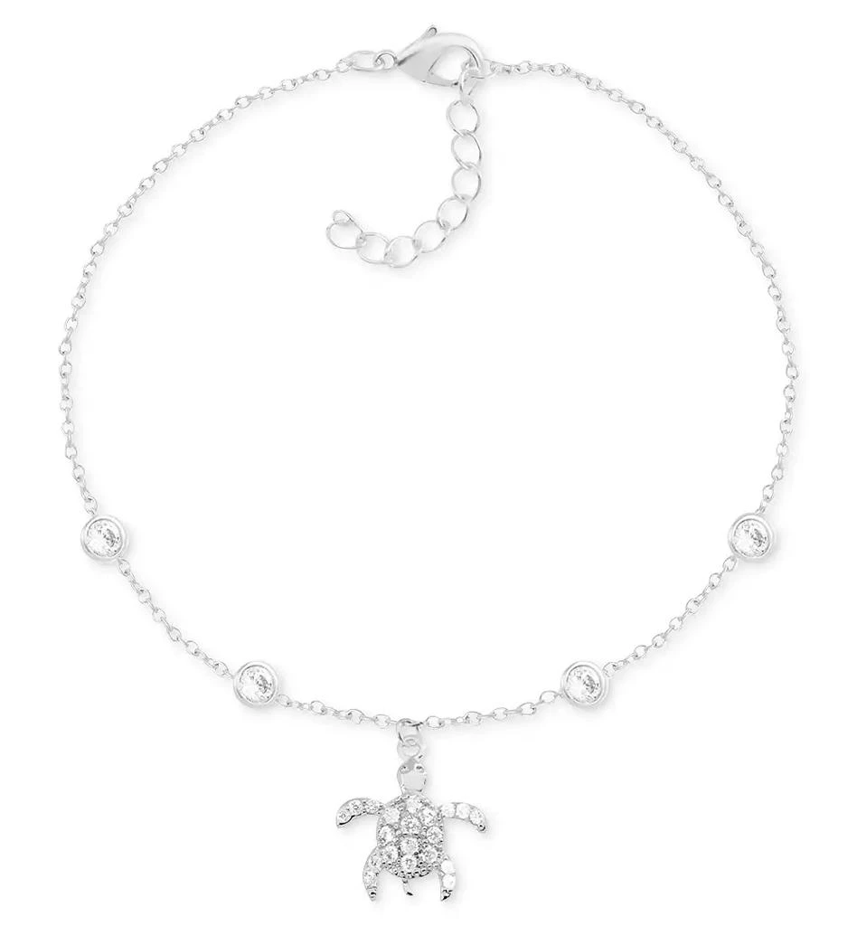 商品Essentials|Crystal Sea Turtle Anklet in Silver-Plate,价格¥75,第1张图片