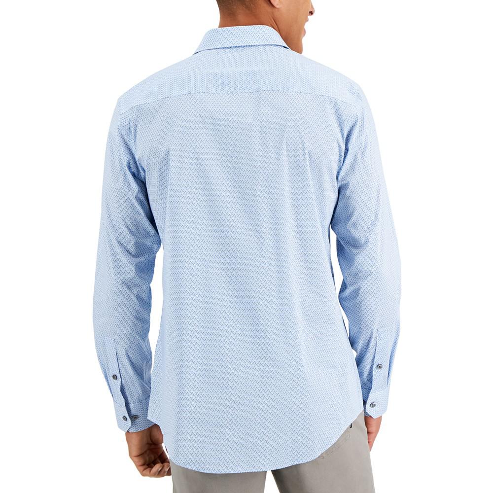 Men's Slim Fit 2-Way Stretch Stain Resistant Geo Print Dress Shirt, Created for Macy's商品第2张图片规格展示