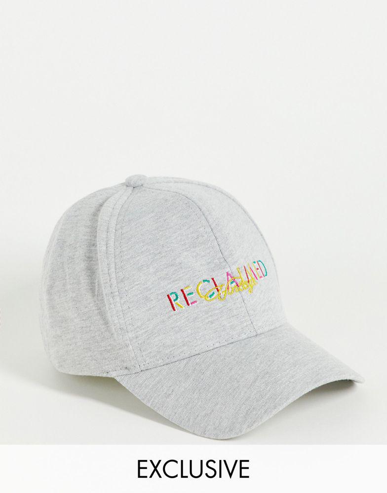 Reclaimed Vintage inspired unisex cap in grey marl with rainbow logo商品第1张图片规格展示