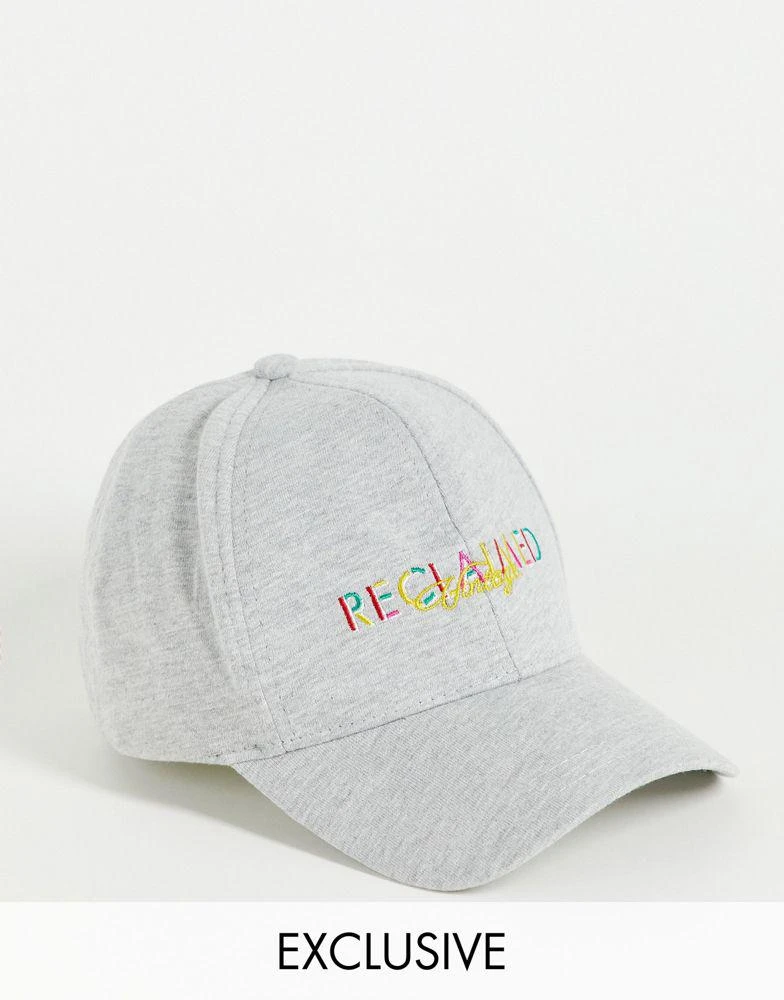 商品Reclaimed Vintage|Reclaimed Vintage inspired unisex cap in grey marl with rainbow logo,价格¥86,第1张图片