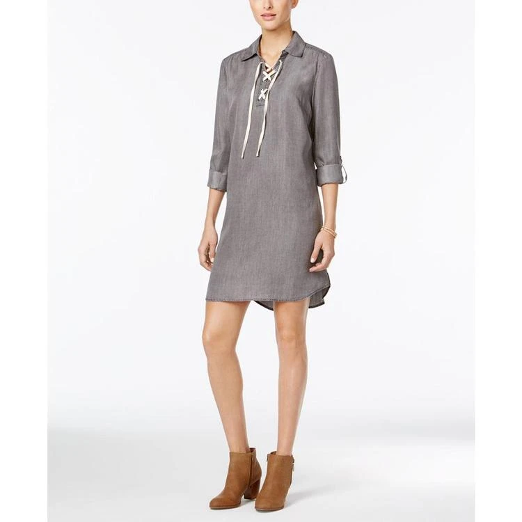 商品Style & Co|Lace-Up Denim Dress, Only at Macy's,价格¥89,第4张图片详细描述