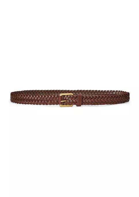 商品Ralph Lauren|Skinny Woven Leather Belt,价格¥309-¥442,第1张图片
