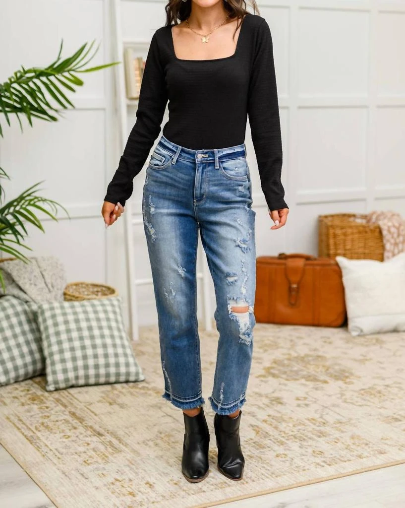 商品HEIMISH USA|Trisha Textured Square Neck Bodysuit In Black,价格¥379,第4张图片详细描述