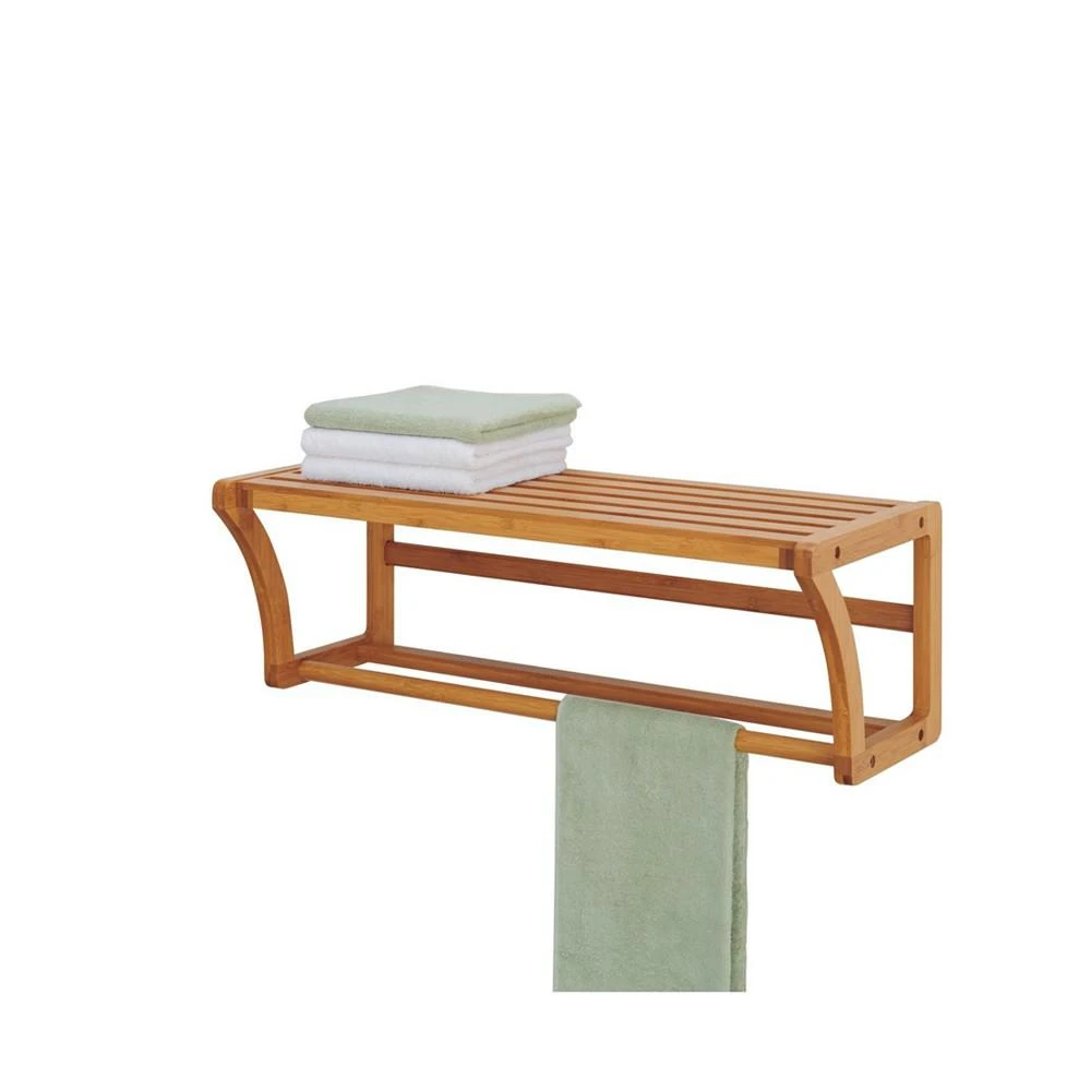 商品Neu Home|Bamboo Wall Mounted Shelf with Towel Bar,价格¥425,第1张图片