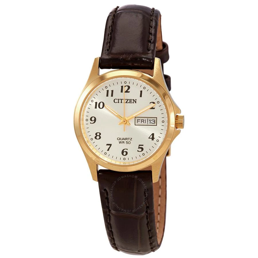 商品Citizen|Quartz Gold Dial Brown Leather Ladies Watch EQ2002-07P,价格¥553,第1张图片