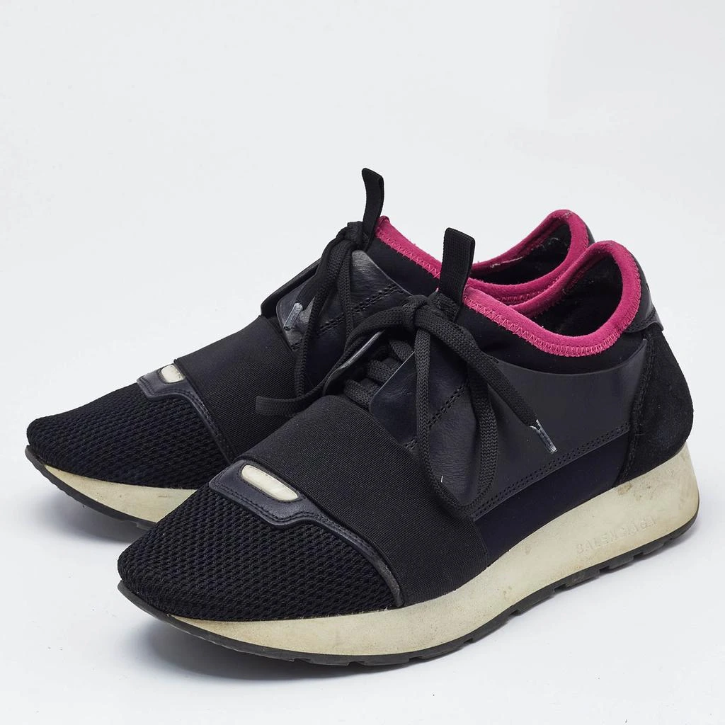 商品[二手商品] Balenciaga|Balenciaga Black Fabric and Leather Race Runner Lace Up Sneakers Size 37,价格¥2896,第2张图片详细描述