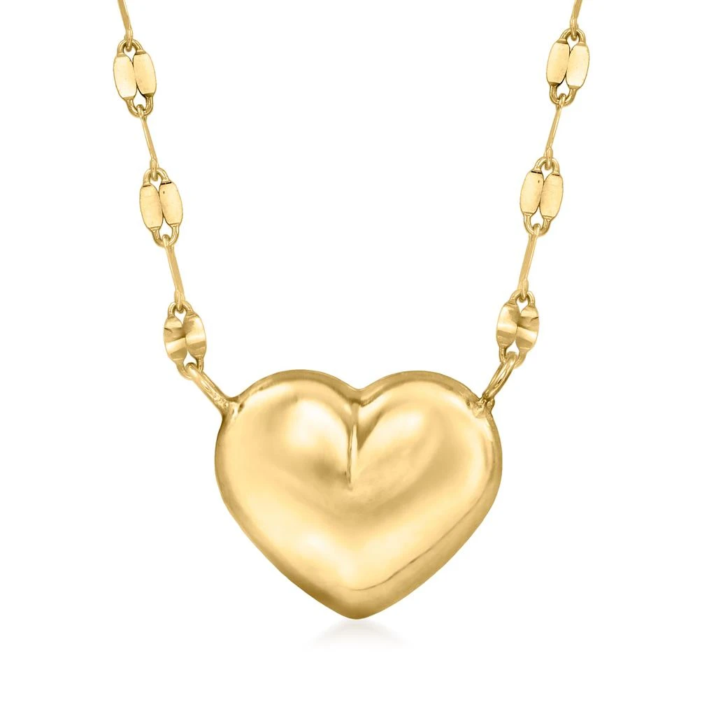 商品Ross-Simons|Italian 18kt Yellow Gold Puffed Heart Lumachina Necklace,价格¥2640,第1张图片