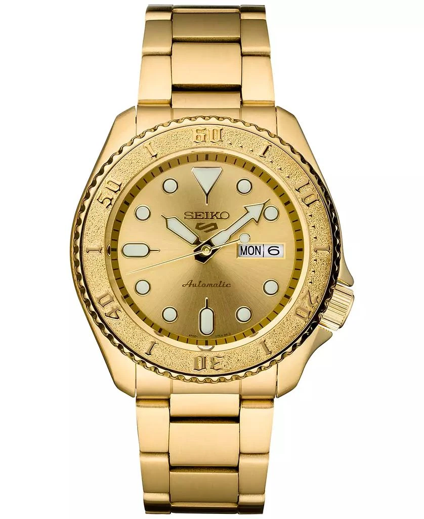 商品Seiko|Men's Automatic 5 Sports Gold-Tone Stainless Steel Bracelet Watch 43mm,价格¥3230,第1张图片