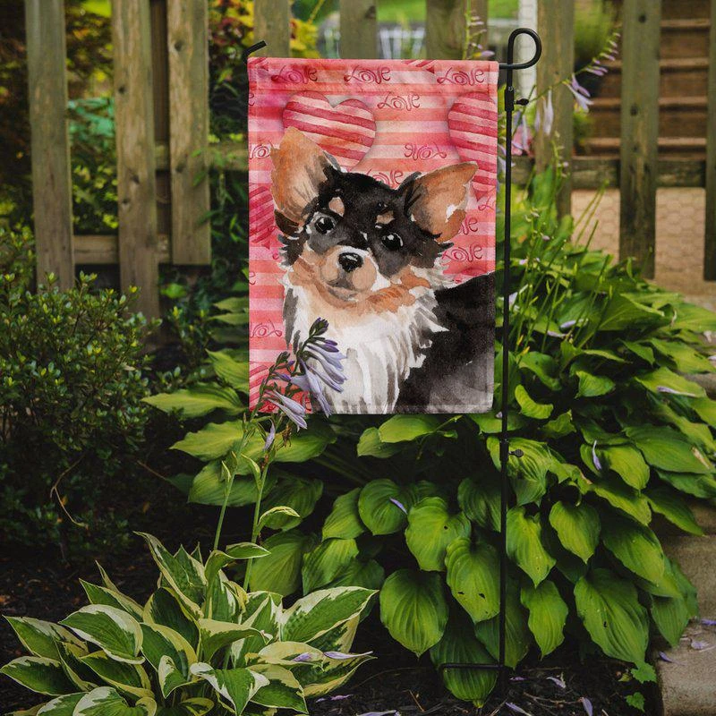 商品Caroline's Treasures|11 x 15 1/2 in. Polyester Long Haired Chihuahua Love Garden Flag 2-Sided 2-Ply,价格¥138,第2张图片详细描述