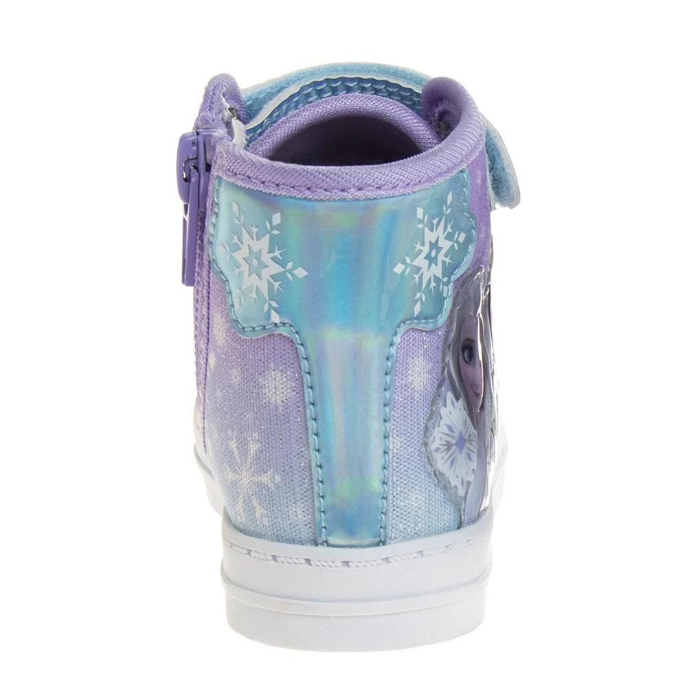 商品Disney|Little Girls Frozen Anna and Elsa Light Up High Top Canvas Sneakers,价格¥262,第3张图片详细描述