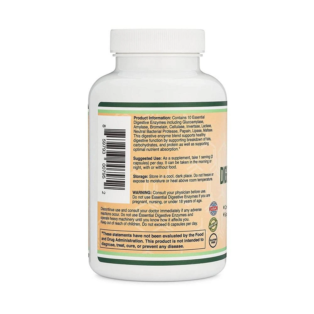 商品Double Wood Supplements|Essential Digestive Enzymes - 180 capsules, 800 mg servings,价格¥149,第2张图片详细描述
