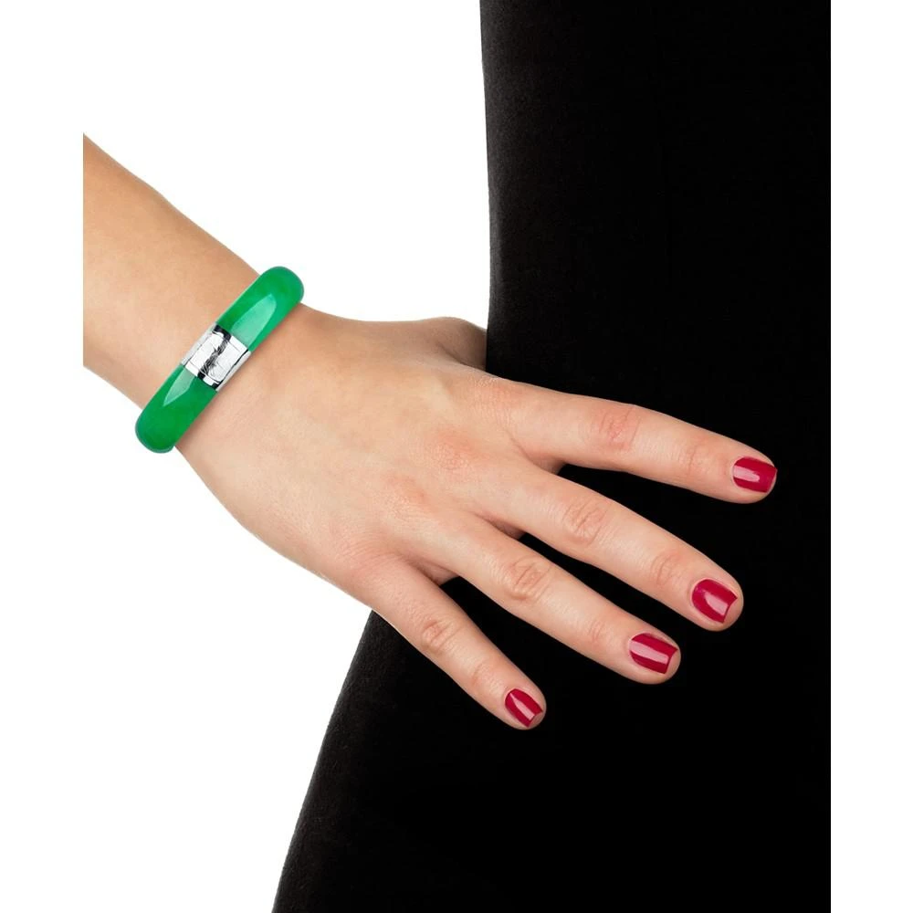 商品Macy's|Sterling Silver Bracelet, Jade Bangle,价格¥1159,第2张图片详细描述