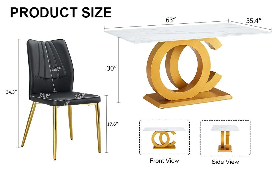 商品Streamdale Furniture|Streamdale Rectangular dining table with 6 modern chairs,价格¥12172,第4张图片详细描述
