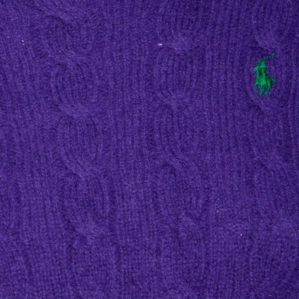 商品[二手商品] Ralph Lauren|Polo Ralph Lauren Purple Cable Knit Wool Long Sleeve Sweater M,价格¥808,第4张图片详细描述