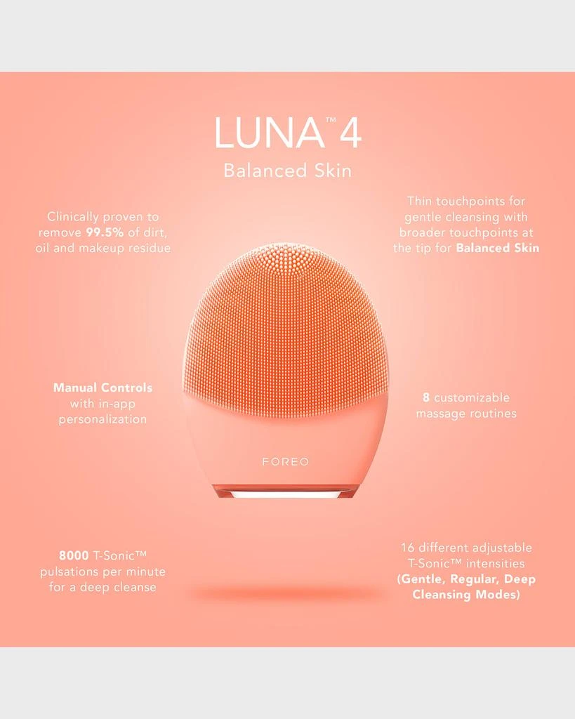 商品Foreo|Luna 4 Facial Cleansing & Firming Massage for Balanced Skin,价格¥1536,第4张图片详细描述