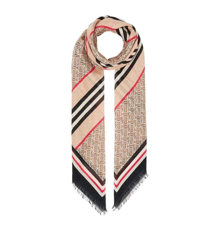 商品Burberry|Silk-Blend Montage Print Scarf,价格¥3577,第1张图片