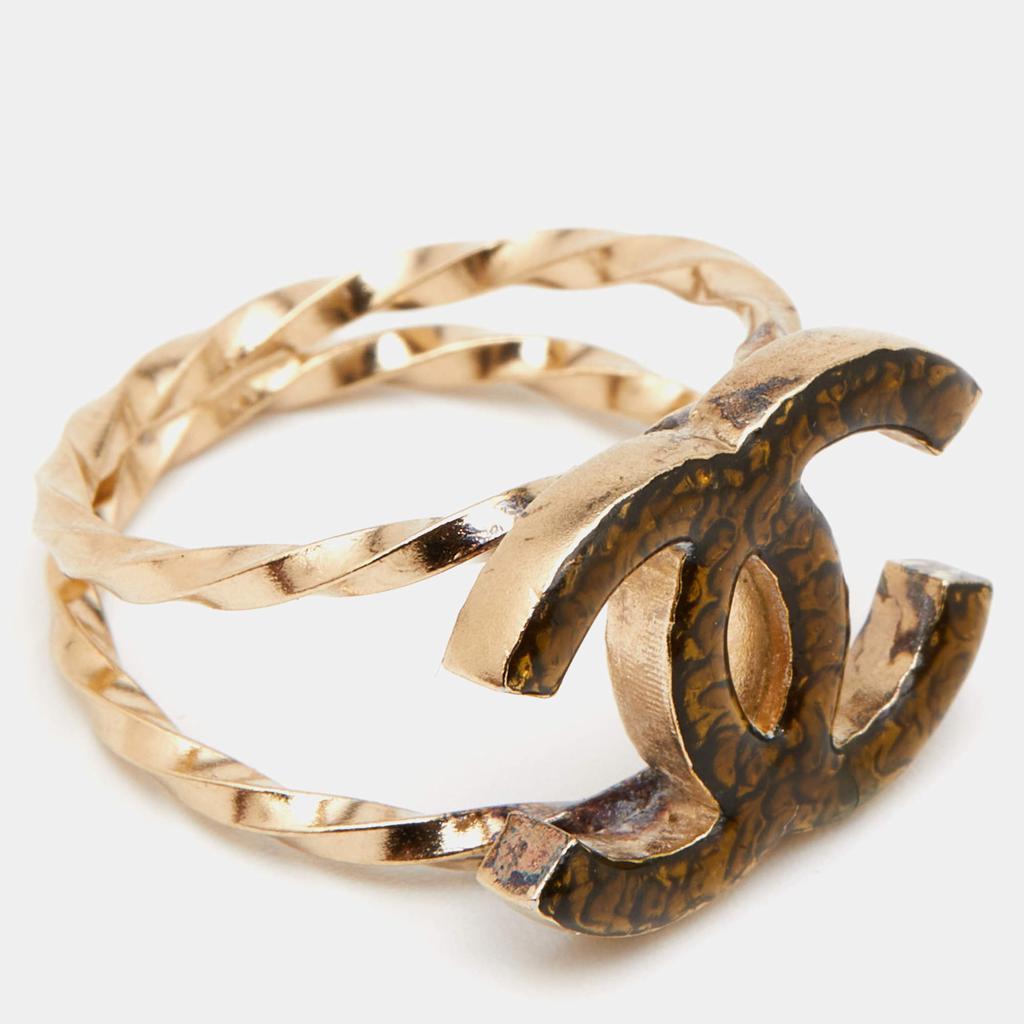 商品[二手商品] Chanel|Chanel CC Resin Gold Tone Ring Size 53,价格¥4458,第6张图片详细描述