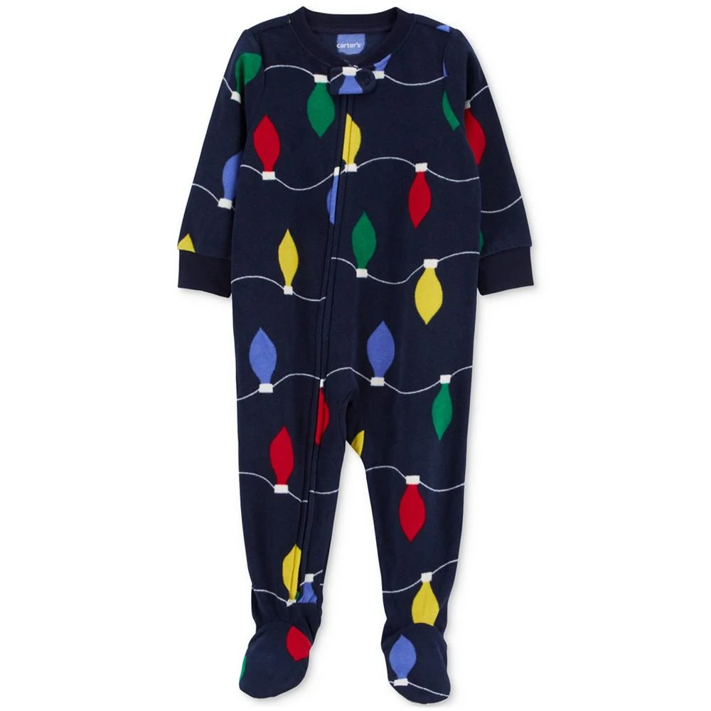 商品Carter's|Baby Boys and Baby Girls Holiday Lights Fleece Footie Pajamas,价格¥67,第1张图片