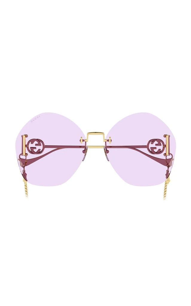 商品Gucci|Gucci - Round-Frame Metal Sunglasses - Pink - OS - Moda Operandi,价格¥6281,第1张图片