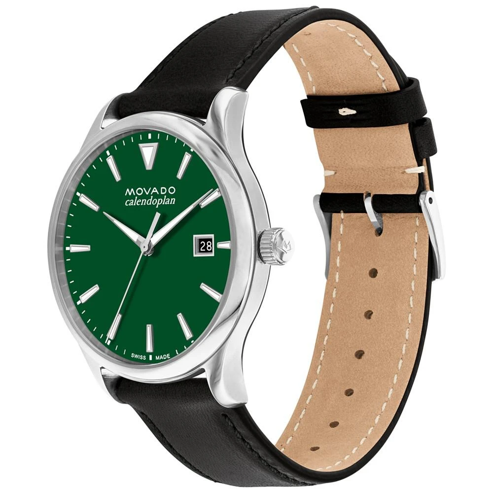 商品Movado|Men's Heritage Calendoplan Swiss Quartz Black Genuine Leather Strap Watch 40mm,价格¥3622,第2张图片详细描述