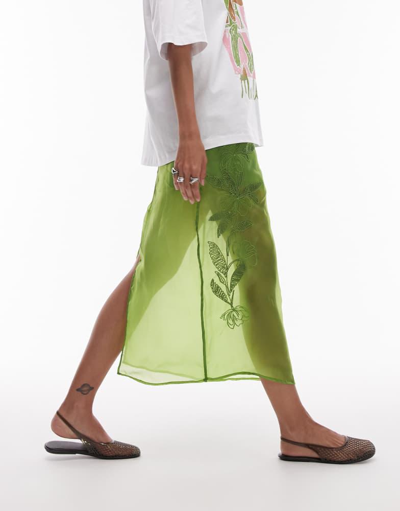 knee length dresses for ladies Topshop Embroidered Midi Slip Dress 12 / Lilac Multi main image 1