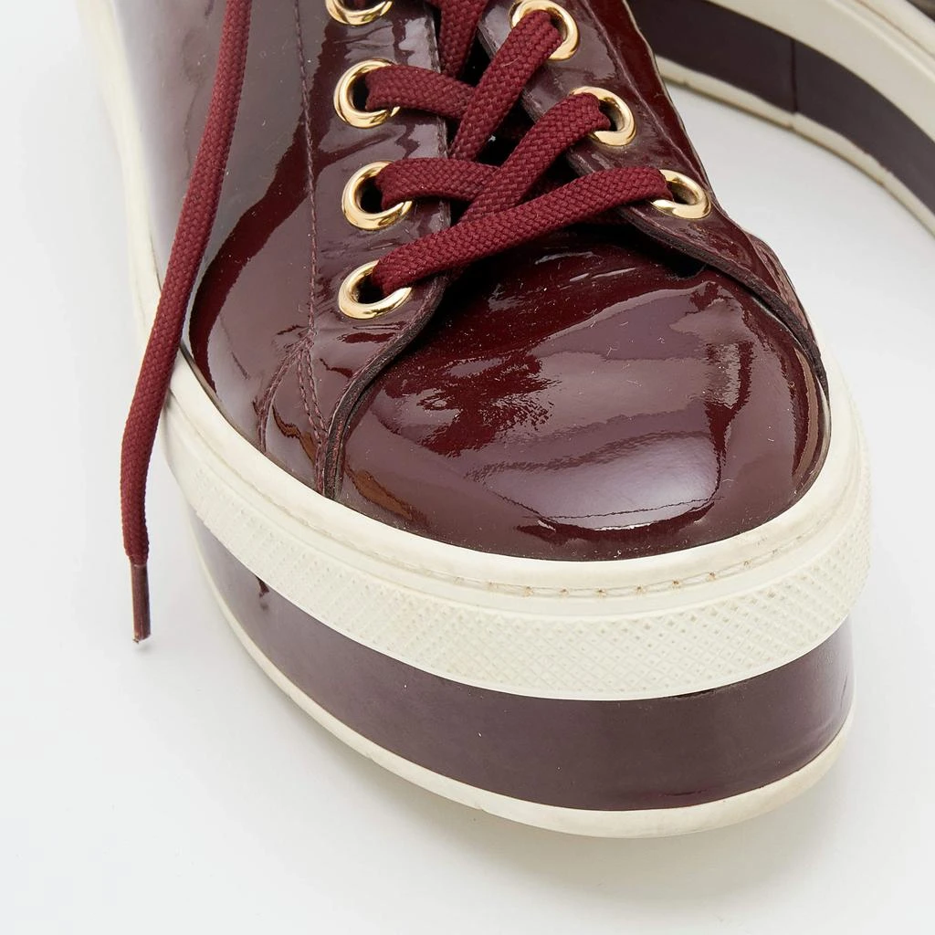 Louis Vuitton Burgundy Patent Leather Lace Up Platform Sneakers Size 38 商品