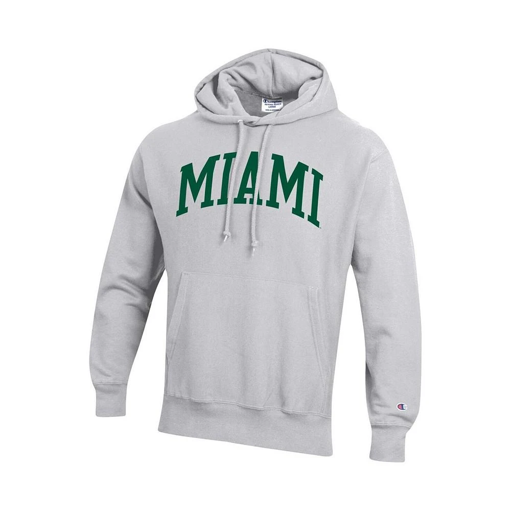 商品CHAMPION|Men's Heathered Gray Miami Hurricanes Big and Tall Reverse Weave Fleece Pullover Hoodie Sweatshirt,价格¥590,第2张图片详细描述