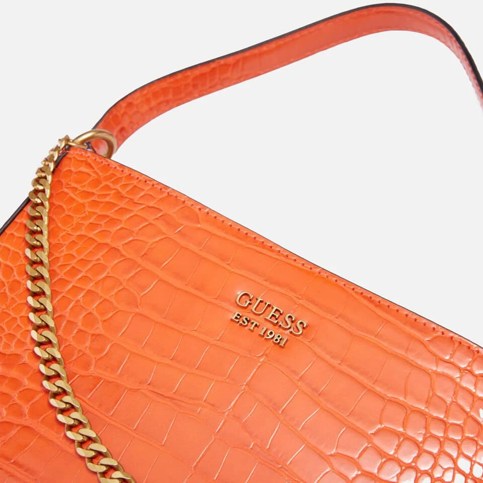 商品GUESS|Guess Women's Katey Croc Mini Top Zip Shoulder Bag - Flame,价格¥500,第4张图片详细描述