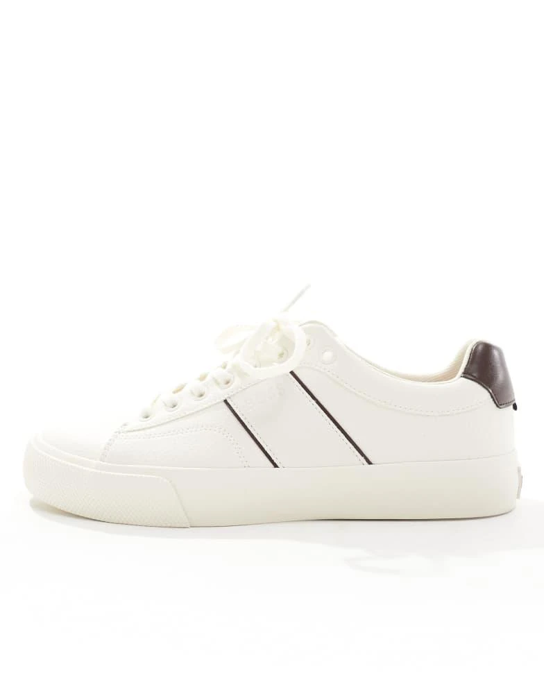 商品BOSS by Hugo Boss|BOSS aiden plimsoll trainers in white and brown,价格¥1001,第4张图片详细描述