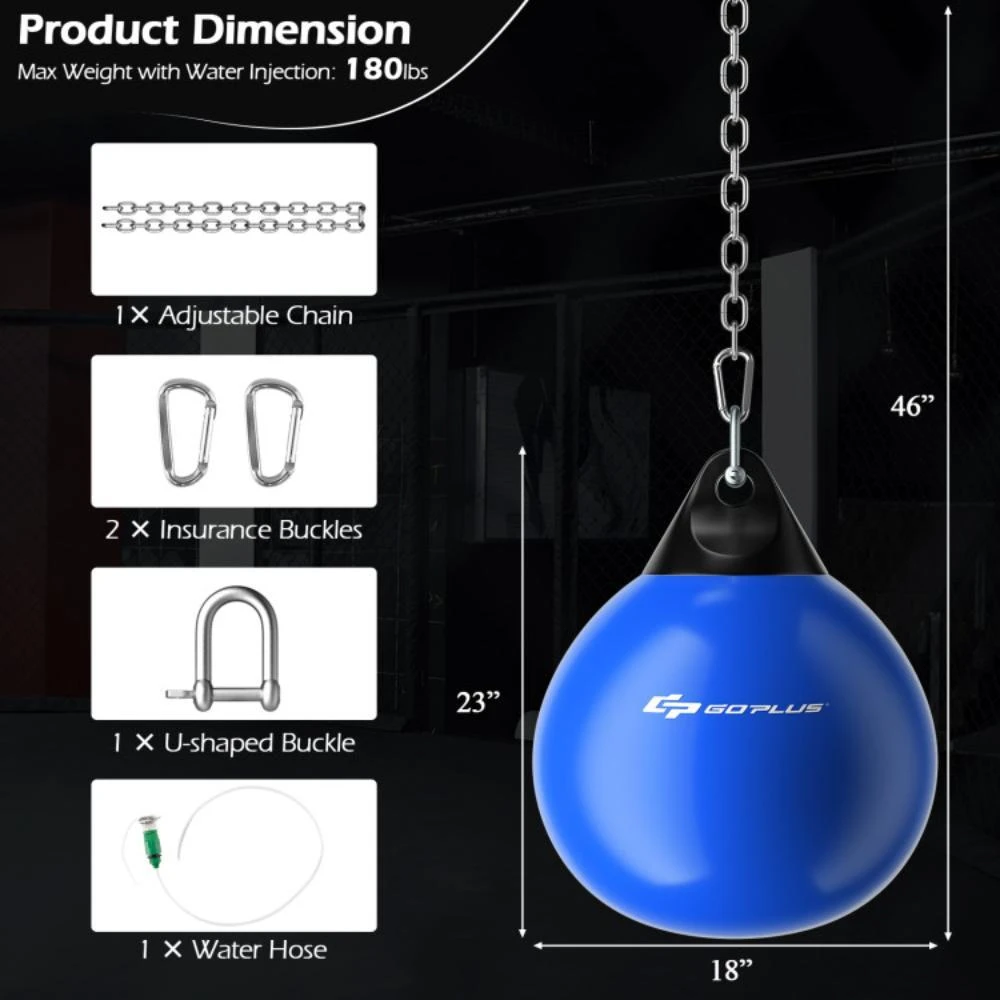 18 Inch 110 Pound Heavy Punching Water Aqua Bag with Adjustable Metal Chain-Red 商品