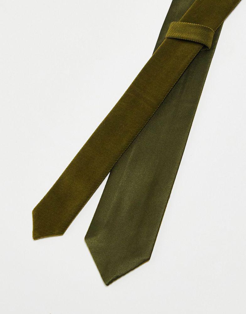 ASOS DESIGN slim tie in khaki cord商品第4张图片规格展示