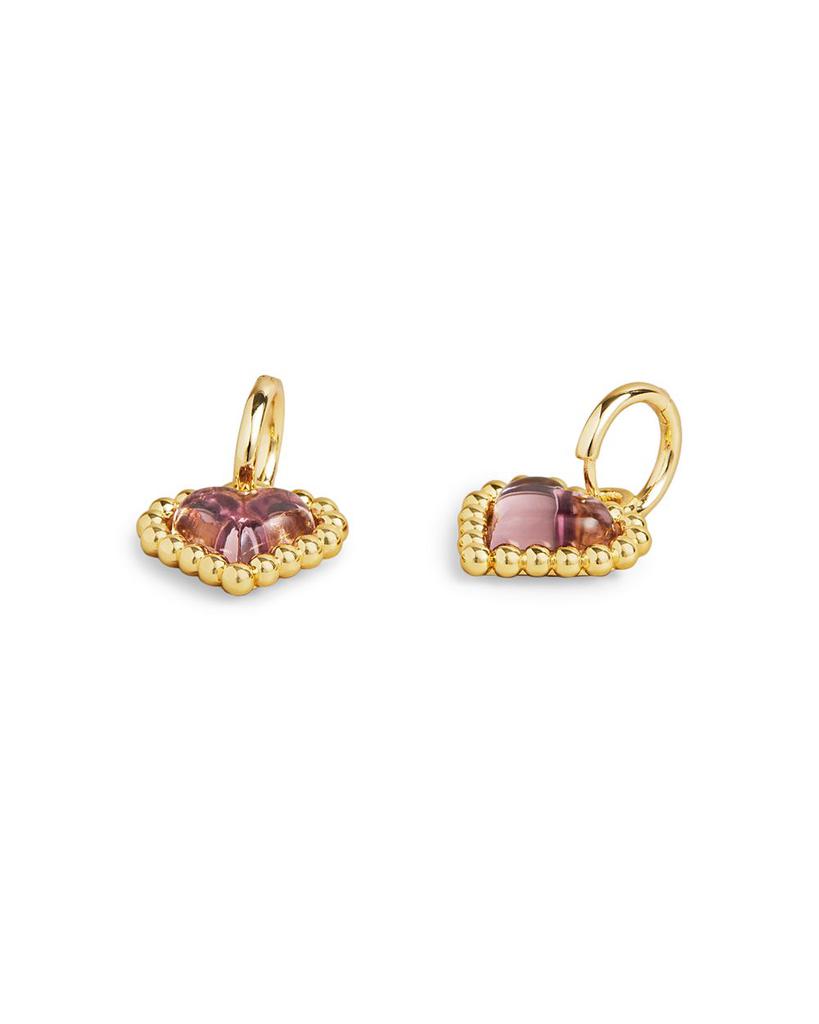 Hailee Crystal Heart Charm Huggie Hoop Earrings in Gold Tone商品第3张图片规格展示