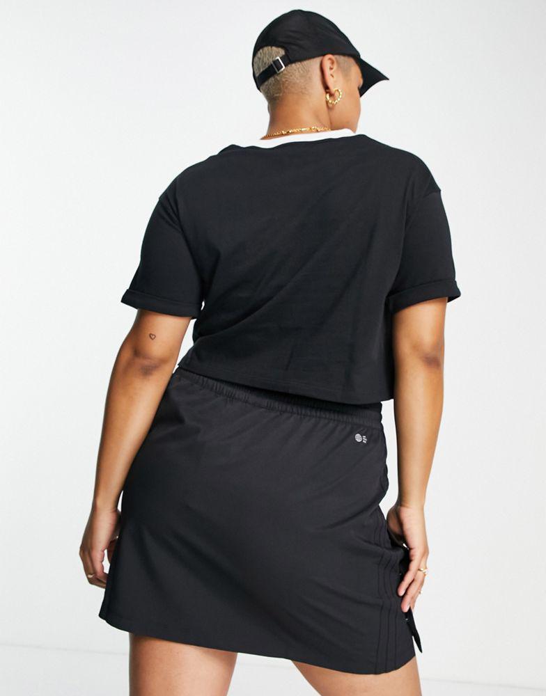 adidas Originals Plus mini skirt with popper detail in black商品第3张图片规格展示