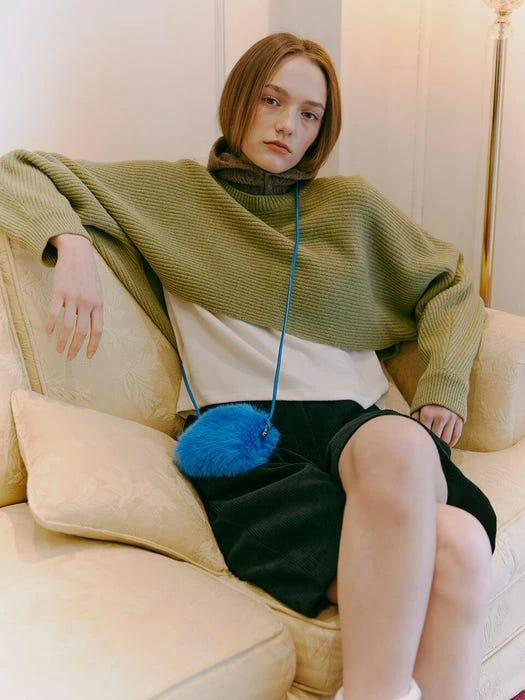 商品ETMON|Round Crop Knit Top (Olive Green),价格¥740,第2张图片详细描述