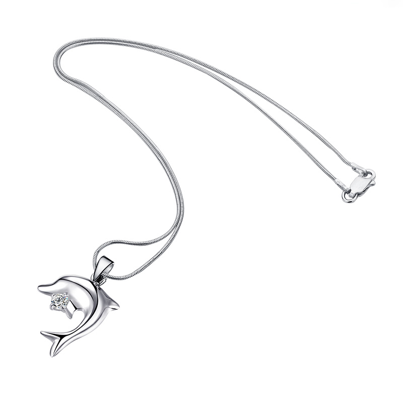 【美国】MY FASHION DESIGN 925银首饰品女士海豚戏珠项链商品第3张图片规格展示