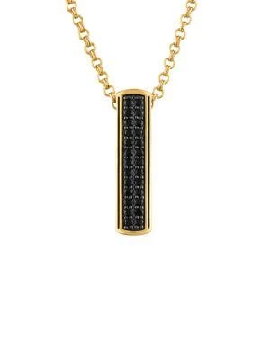 商品Esquire Men's Jewelry|14K Goldplated Sterling Silver & Black Sapphire Vertical Bar Pendant Necklace,价格¥1576,第1张图片