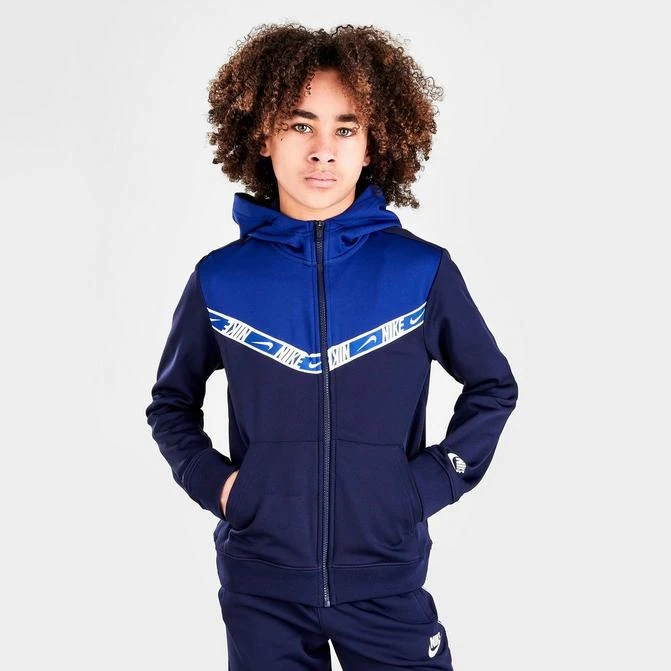 商品NIKE|Boys' Nike Sportswear Repeat Tape Full-Zip Hoodie,价格¥186,第1张图片