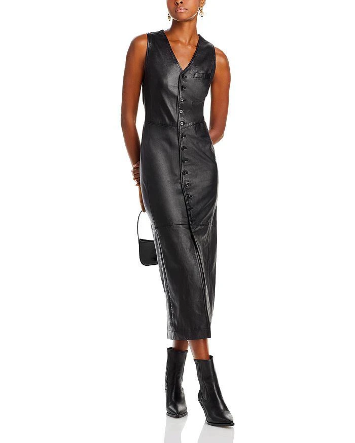 商品FRAME|Leather Midi Vest Dress,价格¥11281,第4张图片详细描述