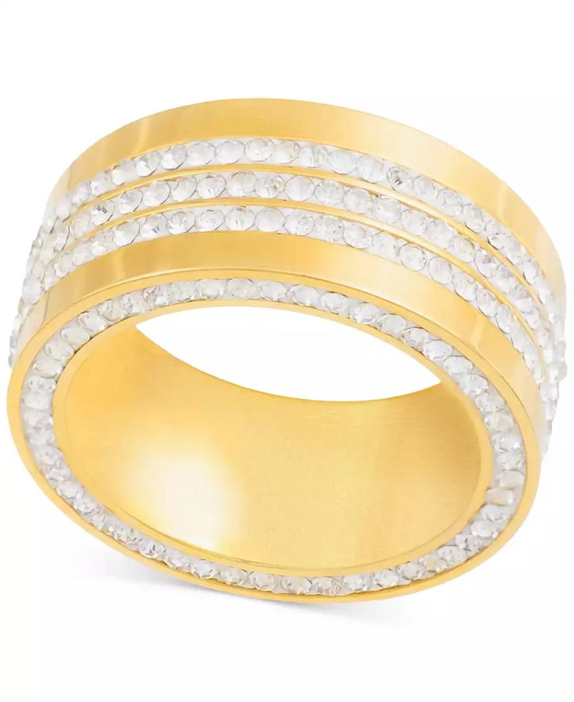 商品LEGACY for MEN by Simone I. Smith|Men's Crystal Wide Band in Gold-Tone Ion-Plated Stainless Steel,价格¥387,第1张图片