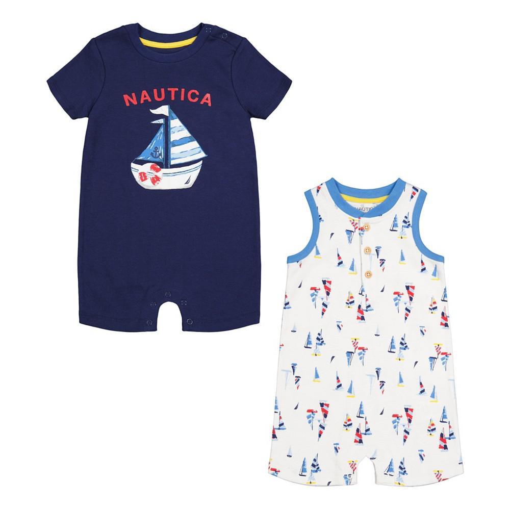 商品Nautica|Baby Boys Snap-Close Sailboat Rompers, Pack of 2,价格¥97,第1张图片