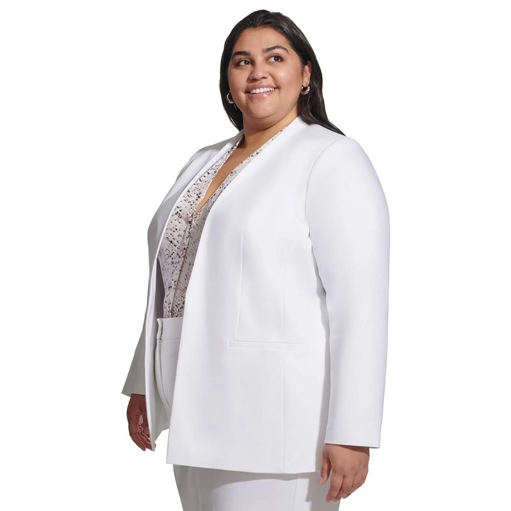 商品Calvin Klein|Plus Size Collarless Open-Front Long-Sleeve Jacket,价格¥1169,第3张图片详细描述