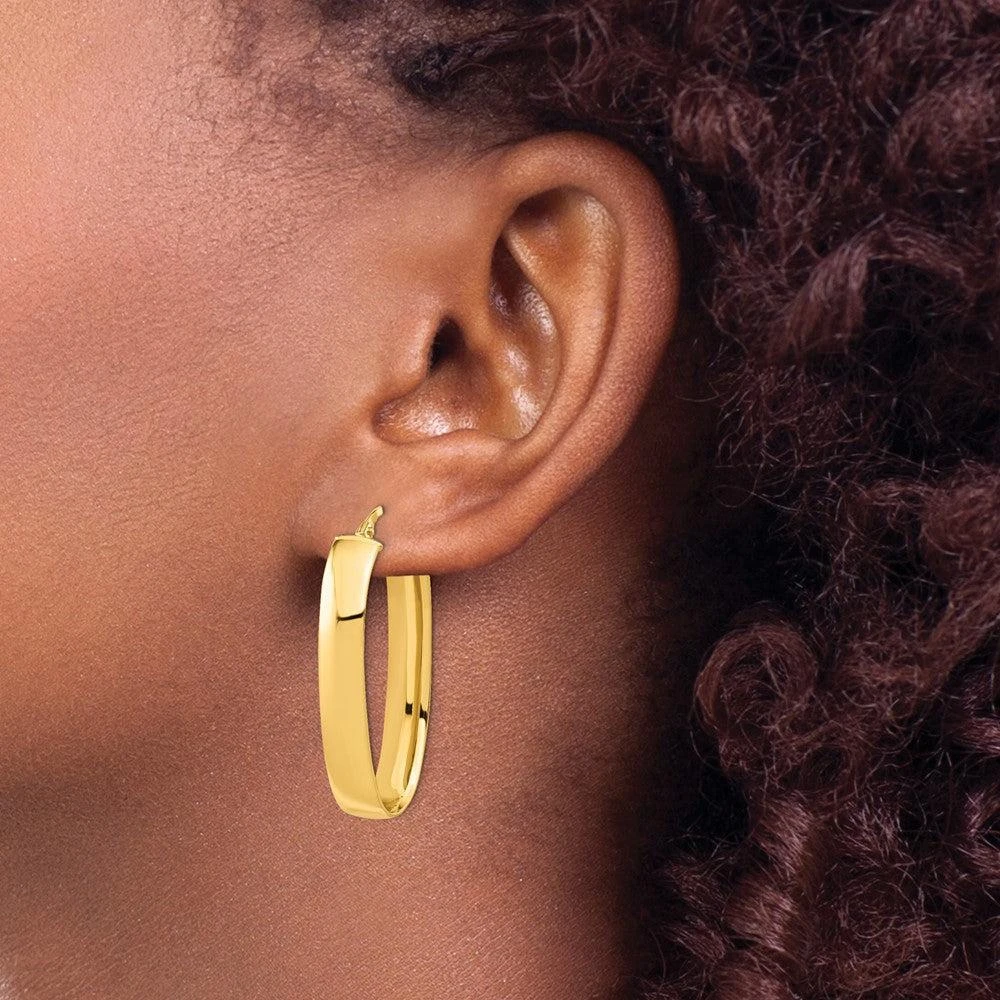 商品Diamond2Deal|14K Yellow Gold Oval Shape Hoop Earrings 35mm,价格¥8244,第3张图片详细描述