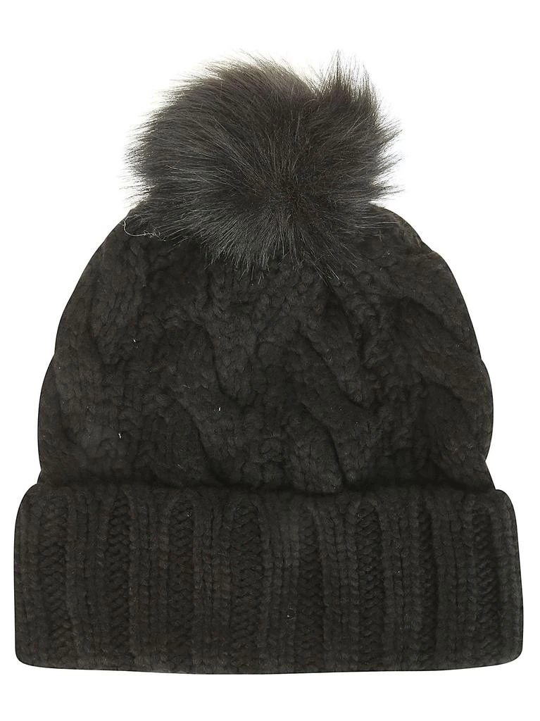 商品UGG|W Knit Cable Hat W F Fur Pom Black,价格¥525,第2张图片详细描述