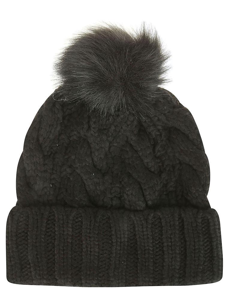 商品UGG|UGG W Knit Cable Hat W F Fur Pom Black,价格¥563,第4张图片详细描述