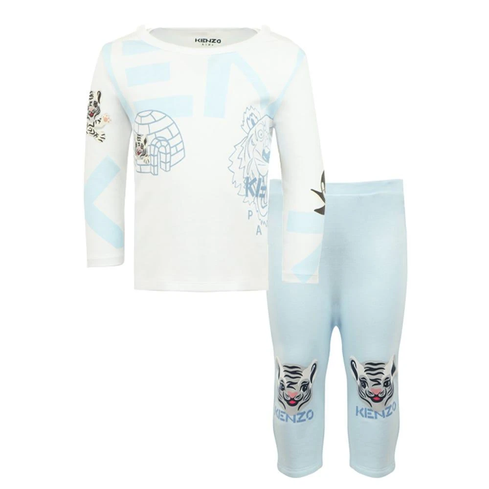 商品Kenzo|White & Pale Blue T Shirt & Trousers Set,价格¥397,第1张图片